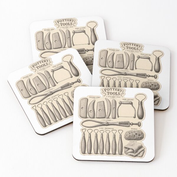 Item preview, Potter's Tool Chart | Vintage Pottery Tools Ceramicist Dark Academia Print designed and sold by StickyGuys.