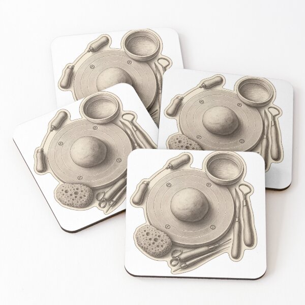 Item preview, Potter's Wheel Flat Lay | Vintage Pottery Tools Ceramicist Dark Academia Print designed and sold by StickyGuys.