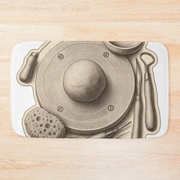 Item preview, Potter's Wheel Flat Lay | Vintage Pottery Tools Ceramicist Dark Academia Print designed and sold by StickyGuys.