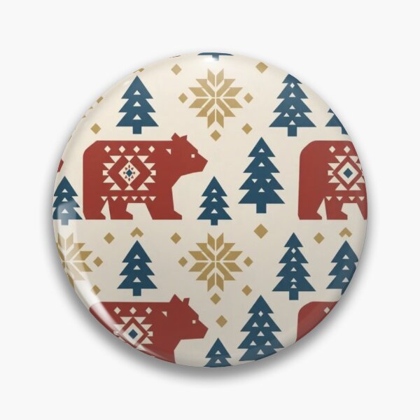 Item preview, Scandinavian Bear Pine Seamless Pattern | Nordic Folk Art Winter Textile designed and sold by StickyGuys.