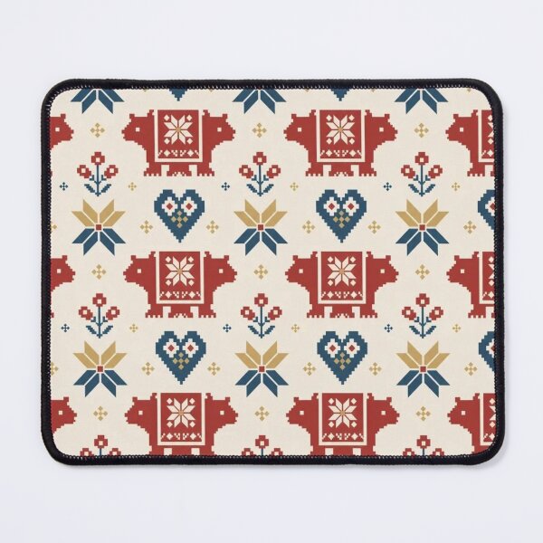 Item preview, Scandinavian Bear Heart Seamless Pattern | Nordic Folk Art Geometric Textile designed and sold by StickyGuys.