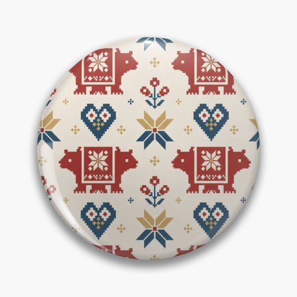Item preview, Scandinavian Bear Heart Seamless Pattern | Nordic Folk Art Geometric Textile designed and sold by StickyGuys.