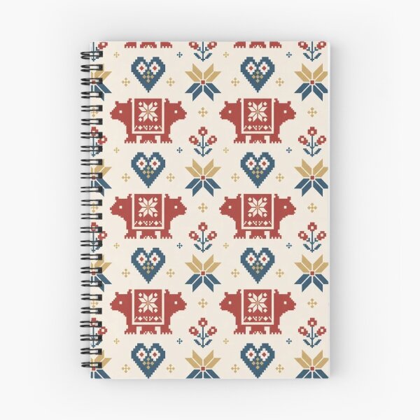 Item preview, Scandinavian Bear Heart Seamless Pattern | Nordic Folk Art Geometric Textile designed and sold by StickyGuys.