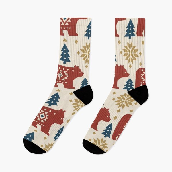 Item preview, Scandinavian Bear Pine Seamless Pattern | Nordic Folk Art Winter Textile designed and sold by StickyGuys.