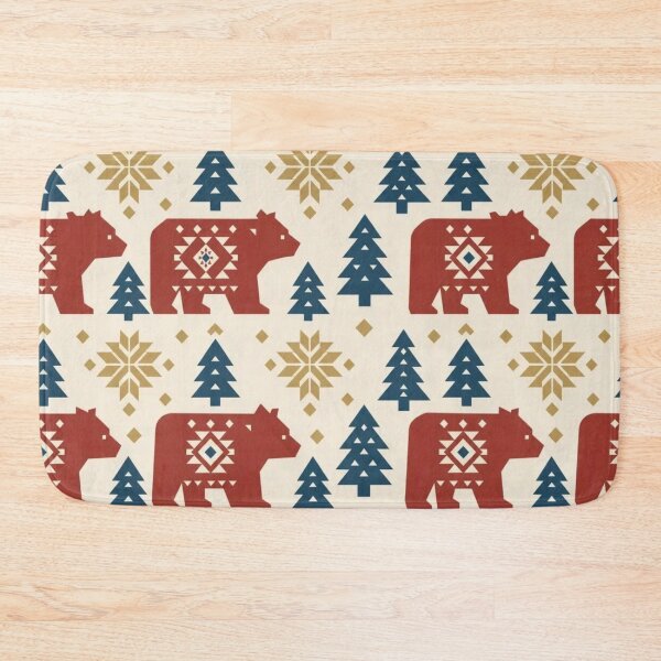 Item preview, Scandinavian Bear Pine Seamless Pattern | Nordic Folk Art Winter Textile designed and sold by StickyGuys.