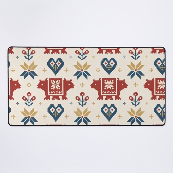 Item preview, Scandinavian Bear Heart Seamless Pattern | Nordic Folk Art Geometric Textile designed and sold by StickyGuys.