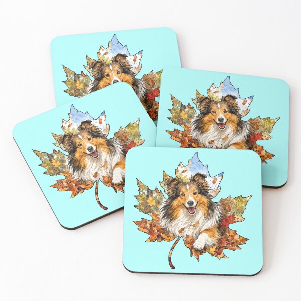 Item preview, Fall Sheltie Shetland Sheepdog Playing In Autumn Leaves designed and sold by Lion and Lamb Design.