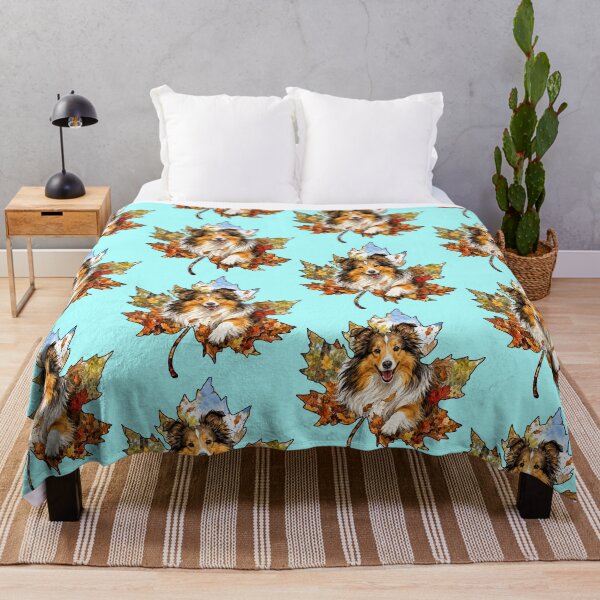 Item preview, Fall Sheltie Shetland Sheepdog Playing In Autumn Leaves designed and sold by Lion and Lamb Design.