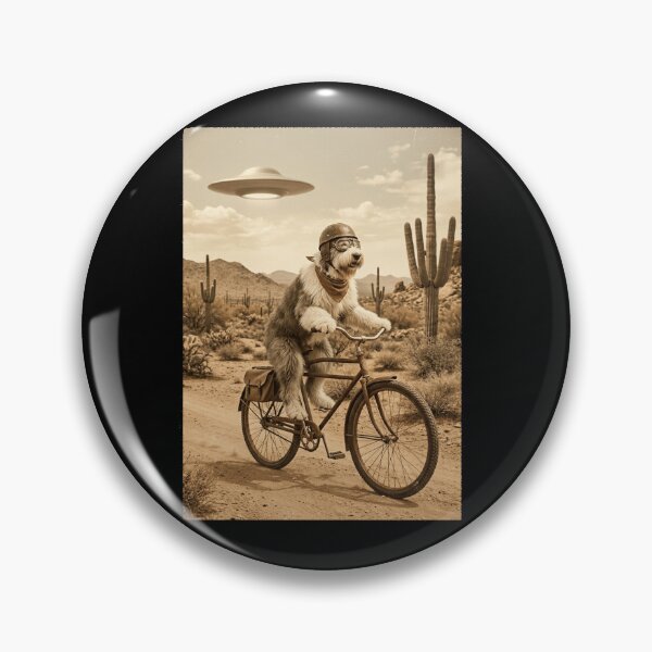 Item preview, Old English Sheepdog Riding Bike Wild West Western UFO Dog Lover designed and sold by dian-rody-crest.