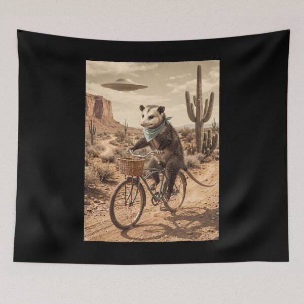 Item preview, Opossum Riding Bike Wild West Western UFO Animal Lover designed and sold by dian-rody-crest.