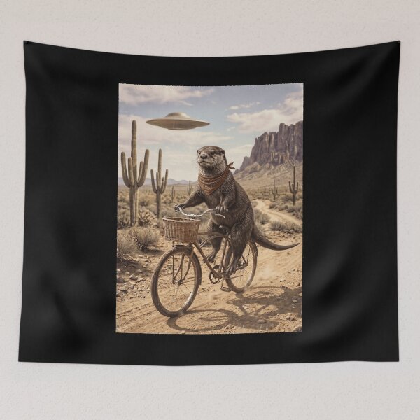 Item preview, Otter Riding Bike Wild West Western UFO Animal Lover designed and sold by dian-rody-crest.