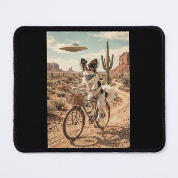 Item preview, Papillon Riding Bike Wild West Western UFO Dog Lover designed and sold by dian-rody-crest.