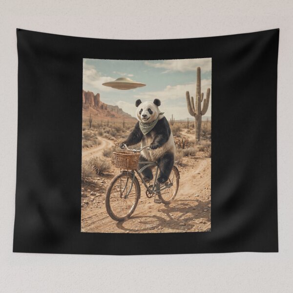 Item preview, Panda Riding Bike Wild West Western UFO Animal Lover designed and sold by dian-rody-crest.
