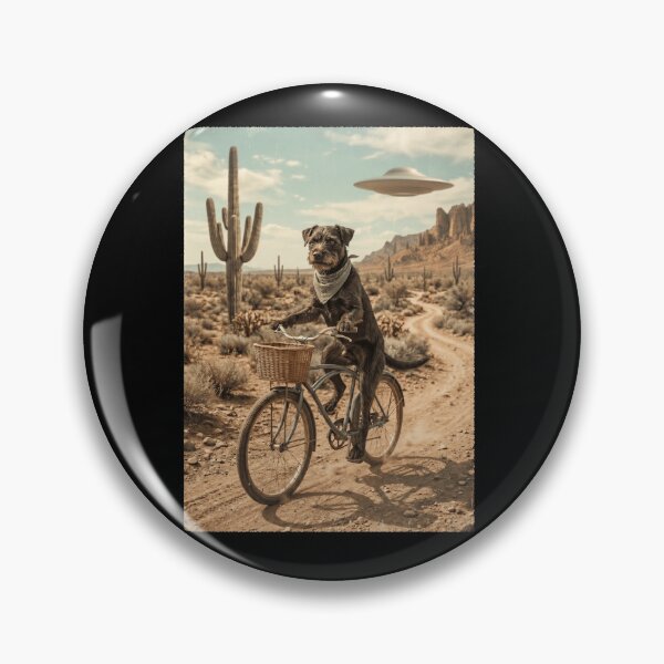 Item preview, Patterdale Terrier Riding Bike Wild West Western UFO Dog Lover designed and sold by dian-rody-crest.