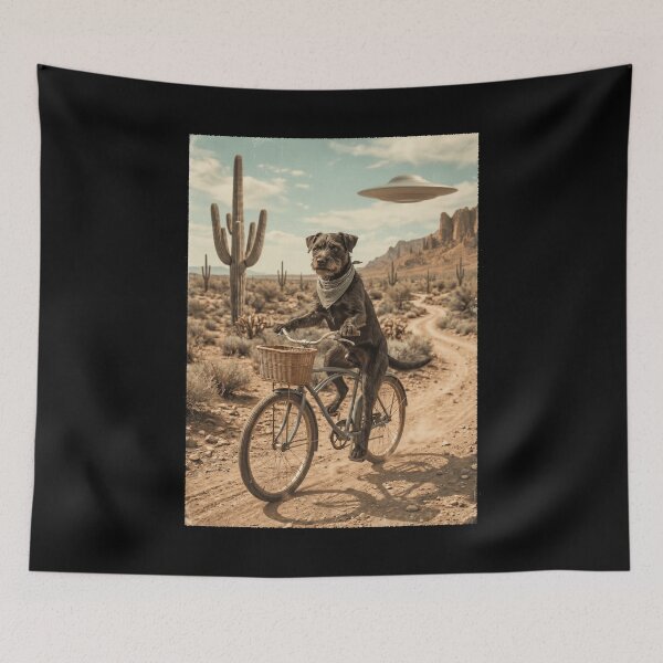 Item preview, Patterdale Terrier Riding Bike Wild West Western UFO Dog Lover designed and sold by dian-rody-crest.