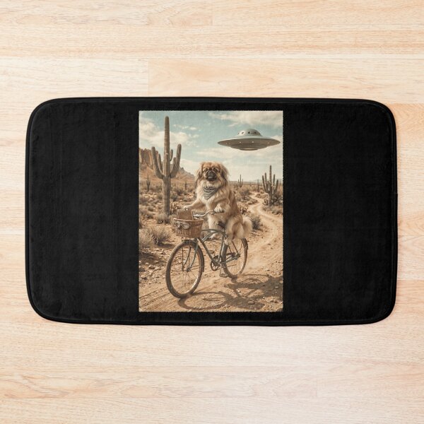 Artikelvorschau, Pekinese fährt Fahrrad Wilder Westen Western UFO Hundeliebhaber entworfen und verkauft von dian-rody-crest.