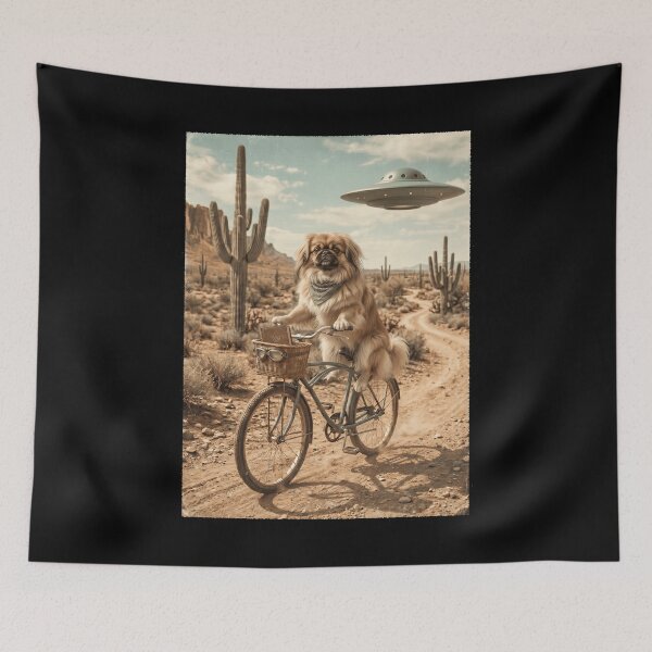 Item preview, Pekingese Riding Bike Wild West Western UFO Dog Lover designed and sold by dian-rody-crest.
