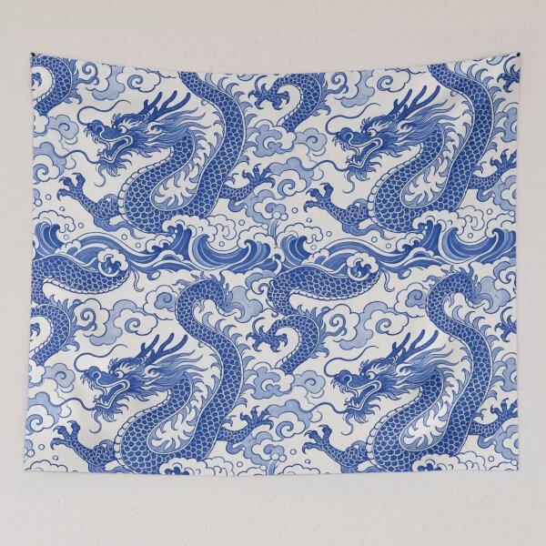 Item preview, Chinese Porcelain Dragon Seamless Pattern | Blue and White Cobalt Porcelain designed and sold by StickyGuys.
