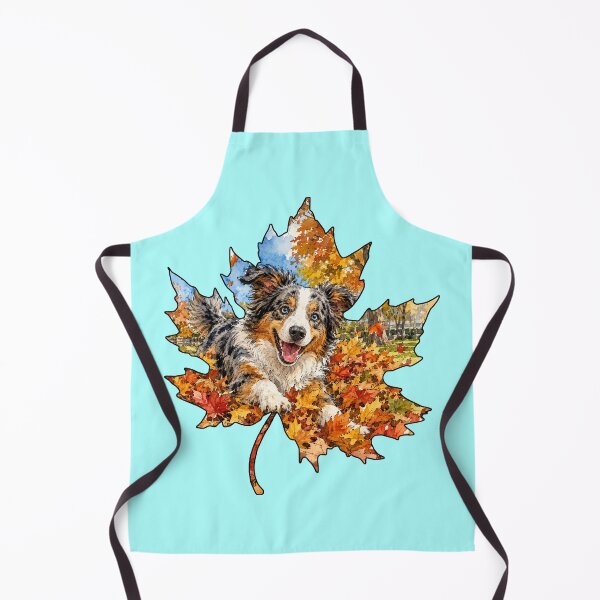 Item preview, Fall Australian Shepherd Playing In Autumn Leaves designed and sold by Lion and Lamb Design.