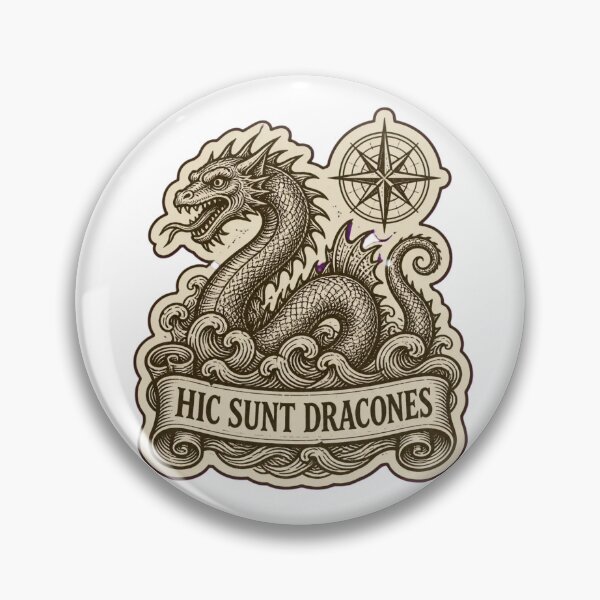 Item preview, Hic Sunt Dracones Medieval Woodcut Dragon | Here Be Dragons Dark Academia Map designed and sold by StickyGuys.