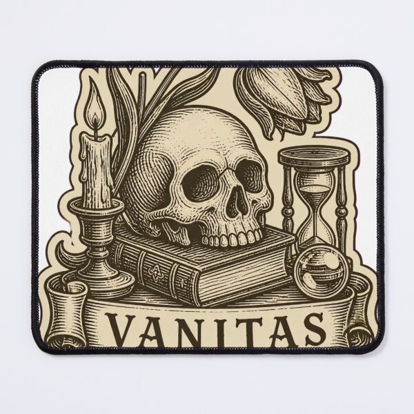 Item preview, Vanitas Medieval Woodcut Skull and Book | Dark Academia Memento Mori Print designed and sold by StickyGuys.