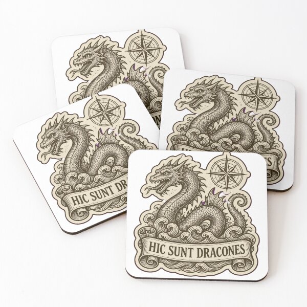 Item preview, Hic Sunt Dracones Medieval Woodcut Dragon | Here Be Dragons Dark Academia Map designed and sold by StickyGuys.
