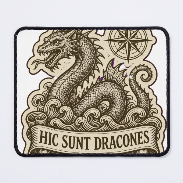 Item preview, Hic Sunt Dracones Medieval Woodcut Dragon | Here Be Dragons Dark Academia Map designed and sold by StickyGuys.