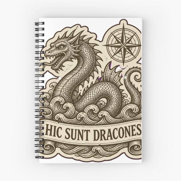 Item preview, Hic Sunt Dracones Medieval Woodcut Dragon | Here Be Dragons Dark Academia Map designed and sold by StickyGuys.