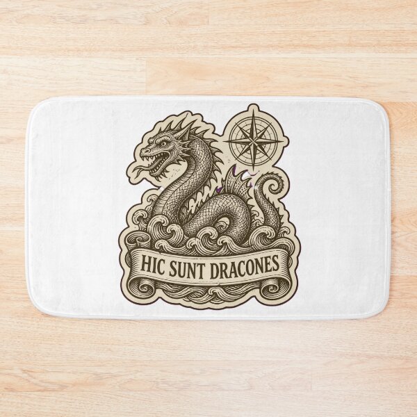 Item preview, Hic Sunt Dracones Medieval Woodcut Dragon | Here Be Dragons Dark Academia Map designed and sold by StickyGuys.