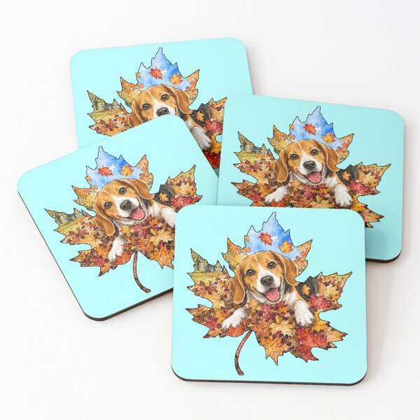 Item preview, Fall Beagle Playing In Autumn Leaves designed and sold by Lion and Lamb Design.