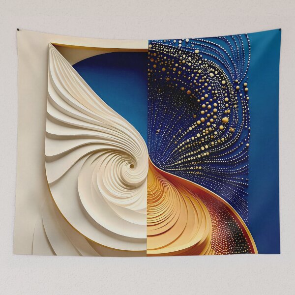Item preview, Abstract Dual Pattern Design in Blue and Gold  designed and sold by Vicky Brago-Mitchell®.