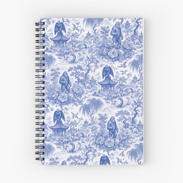 Item preview, Chinoiserie Cryptid Seamless Pattern | Blue and White Mothman Nessie Bigfoot Toile designed and sold by StickyGuys.