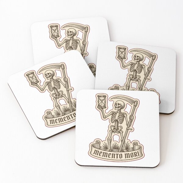 Item preview, Memento Mori Medieval Woodcut Skeleton | Dark Academia Gothic Woodcut Print designed and sold by StickyGuys.