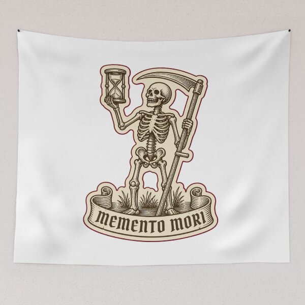 Item preview, Memento Mori Medieval Woodcut Skeleton | Dark Academia Gothic Woodcut Print designed and sold by StickyGuys.