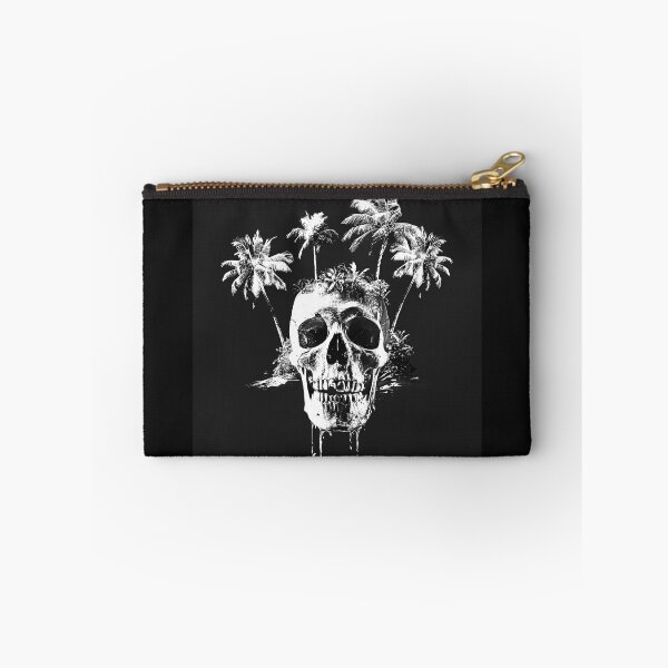 Item preview, Tropical Skull with Palm Trees – Gothic Island Surreal Art designed and sold by inkoutninja.