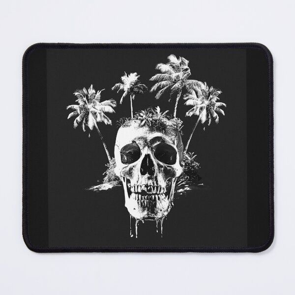 Item preview, Tropical Skull with Palm Trees – Gothic Island Surreal Art designed and sold by inkoutninja.
