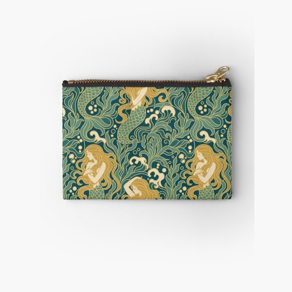 Item preview, Art Nouveau Mermaid Seamless Pattern | Mucha Style Ocean Pattern Teal and Gold designed and sold by StickyGuys.