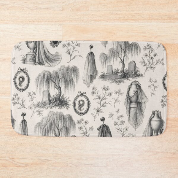 Item preview, Victorian Mourning Toile Seamless Pattern | Memento Mori Gothic Toile Jet Black designed and sold by StickyGuys.