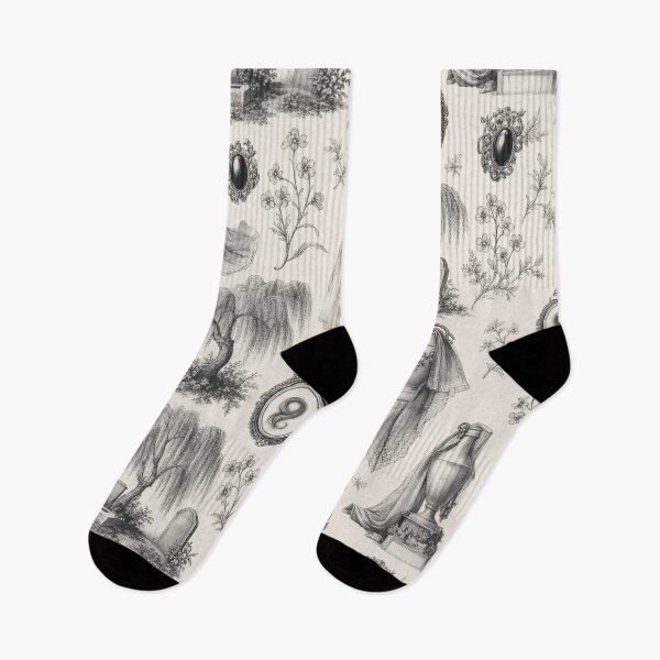 Item preview, Victorian Mourning Toile Seamless Pattern | Memento Mori Gothic Toile Jet Black designed and sold by StickyGuys.