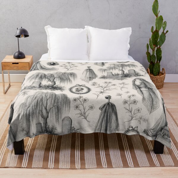 Item preview, Victorian Mourning Toile Seamless Pattern | Memento Mori Gothic Toile Jet Black designed and sold by StickyGuys.