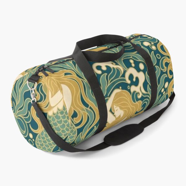 Item preview, Art Nouveau Mermaid Seamless Pattern | Mucha Style Ocean Pattern Teal and Gold designed and sold by StickyGuys.