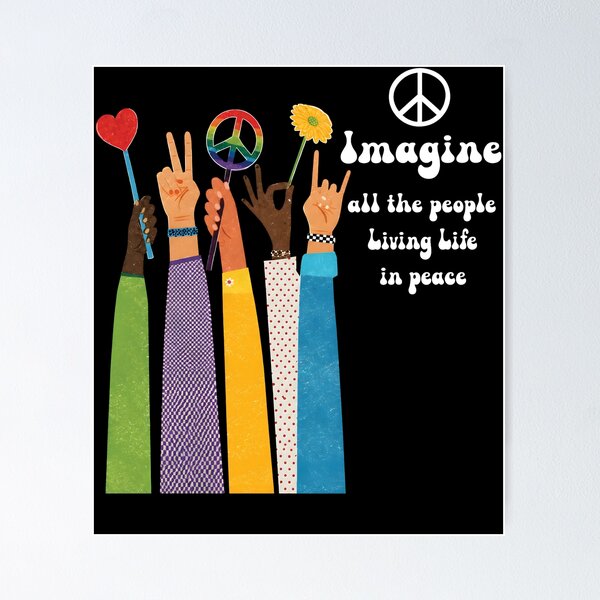 Item preview, Imagine Peace Hippie Graphic T-Shirt Retro 60s 70s Flower Power Boho Tee designed and sold by Animalfacts002.