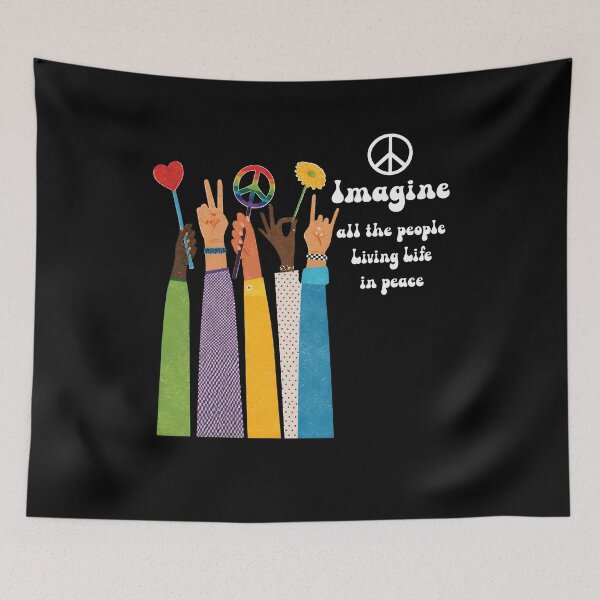 Item preview, Imagine Peace Hippie Graphic T-Shirt Retro 60s 70s Flower Power Boho Tee designed and sold by Animalfacts002.
