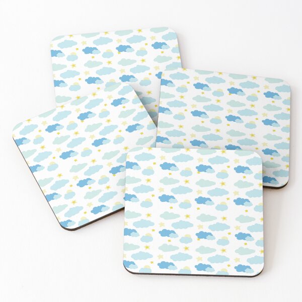 Item preview, cute pastel clouds stars and sun nursery pattern designed and sold by AePuti.