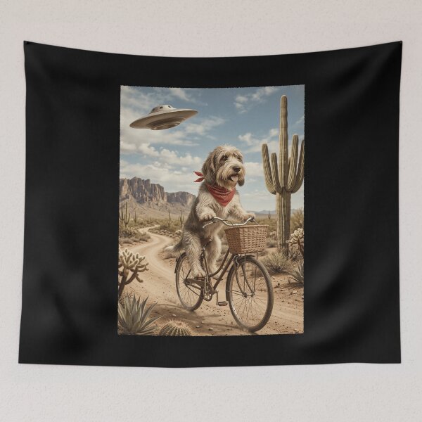 Item preview, Petit Basset Griffon Vendeen Riding Bike Wild West Western UFO Dog Lover designed and sold by dian-rody-crest.