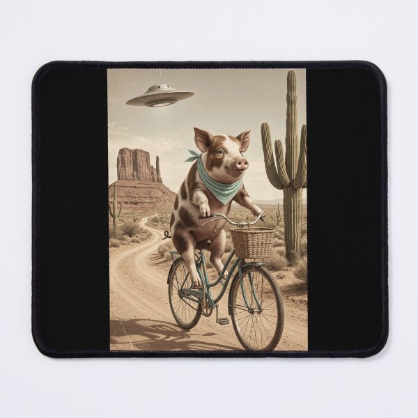 Item preview, Pig Riding Bike Wild West Western UFO Animal Lover designed and sold by dian-rody-crest.