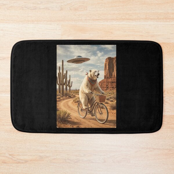 Item preview, Polar Bear Riding Bike Wild West Western UFO Animal Lover designed and sold by dian-rody-crest.