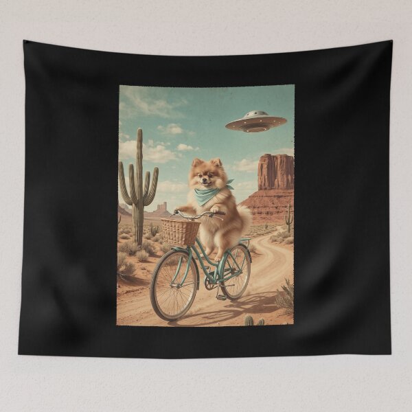 Item preview, Pomeranian Riding Bike Wild West Western UFO Dog Lover designed and sold by dian-rody-crest.