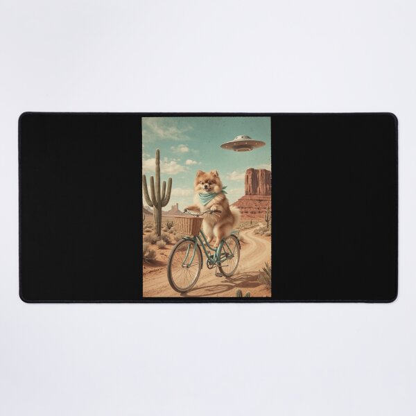 Item preview, Pomeranian Riding Bike Wild West Western UFO Dog Lover designed and sold by dian-rody-crest.