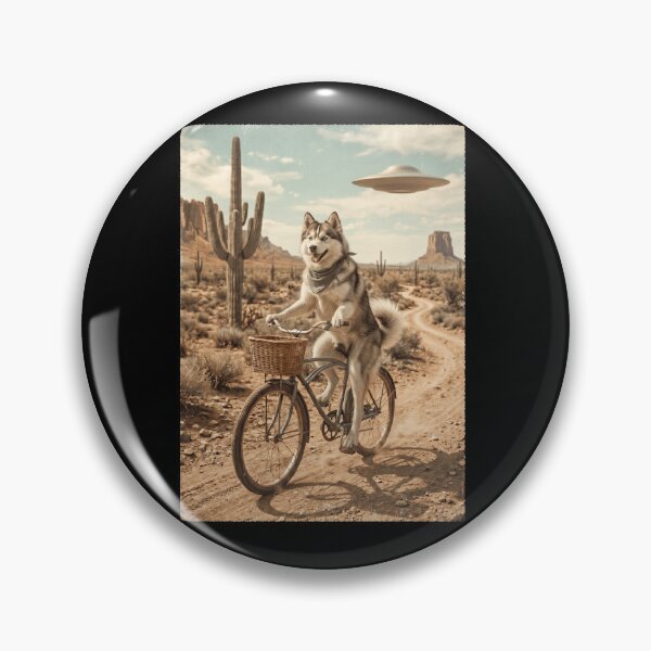 Item preview, Pomsky Riding Bike Wild West Western UFO Dog Lover designed and sold by dian-rody-crest.